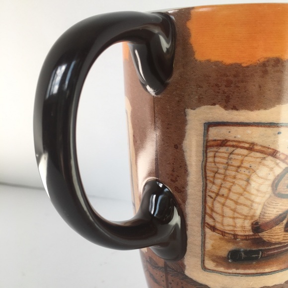 Fishing mug cypress tall 6" tackle box fish pole beige brown coffee cup - Picture 6 of 15